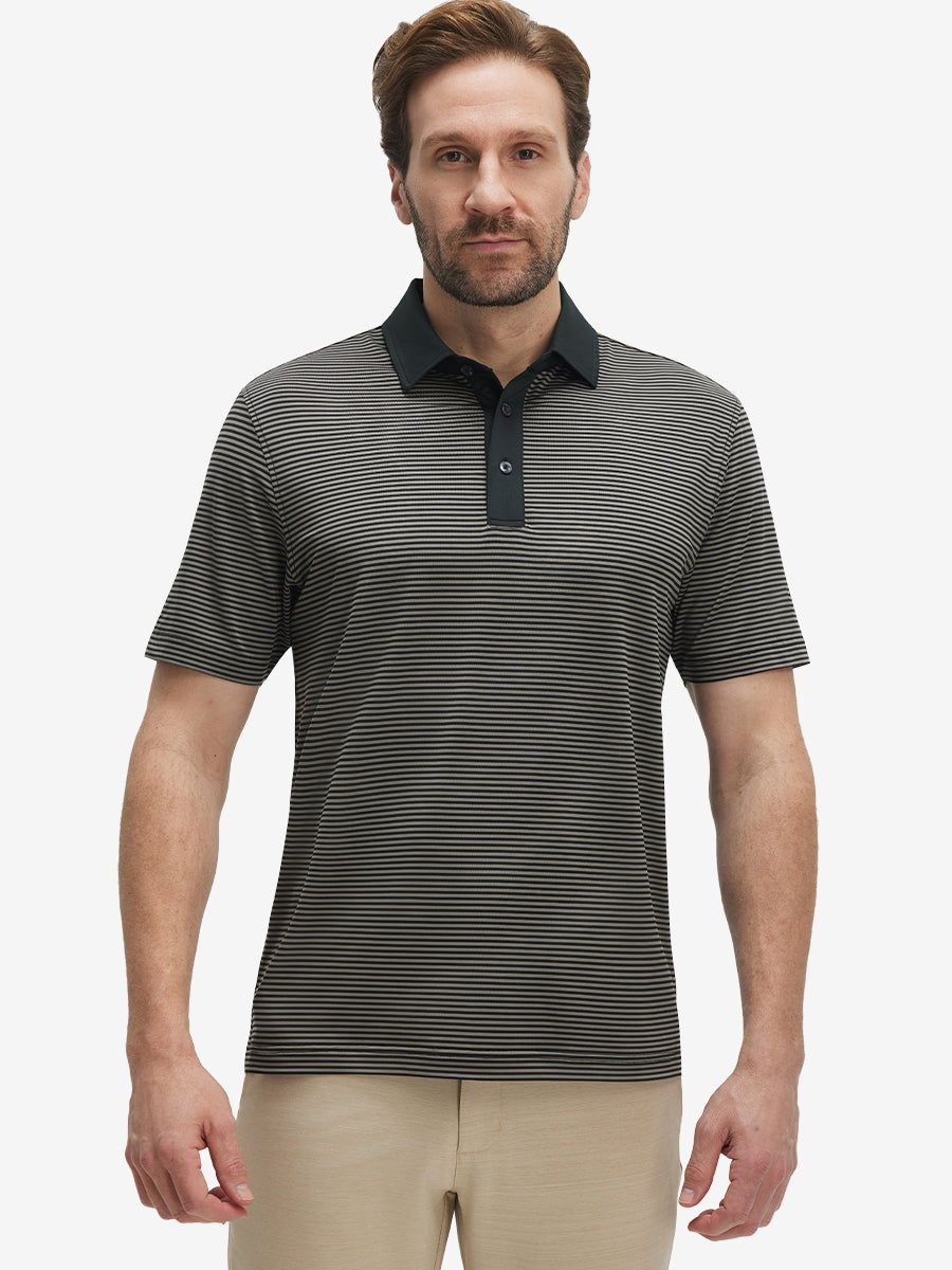 Men's Two-Tone Striped Quick-Dry Polo Shirt – view 12