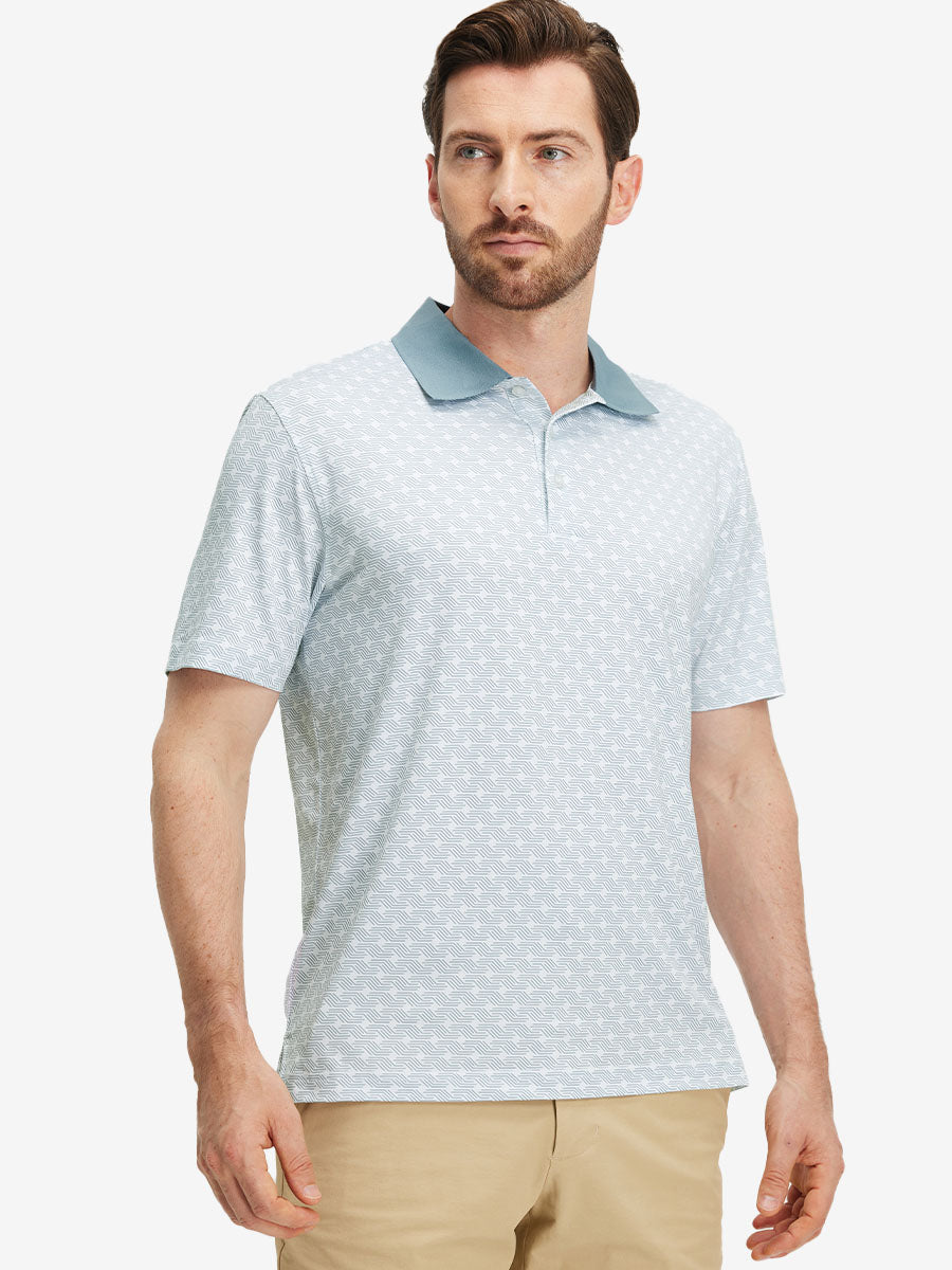 Men's Ribbed Collar Printed Golf Polo Shirt – view 84