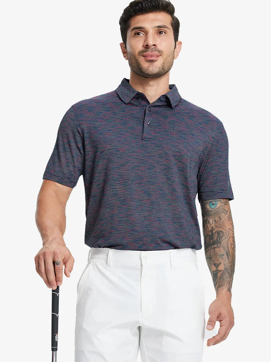 Men's Yarn-Dyed Striped Golf Polo Shirt – view 4