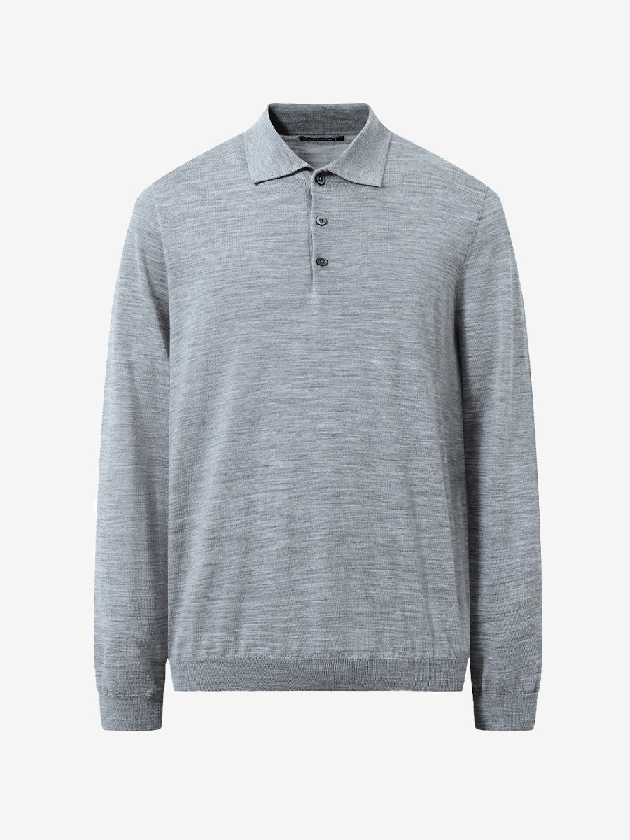 Men's Pure Merino Wool Knit Polo Jumper – view 15