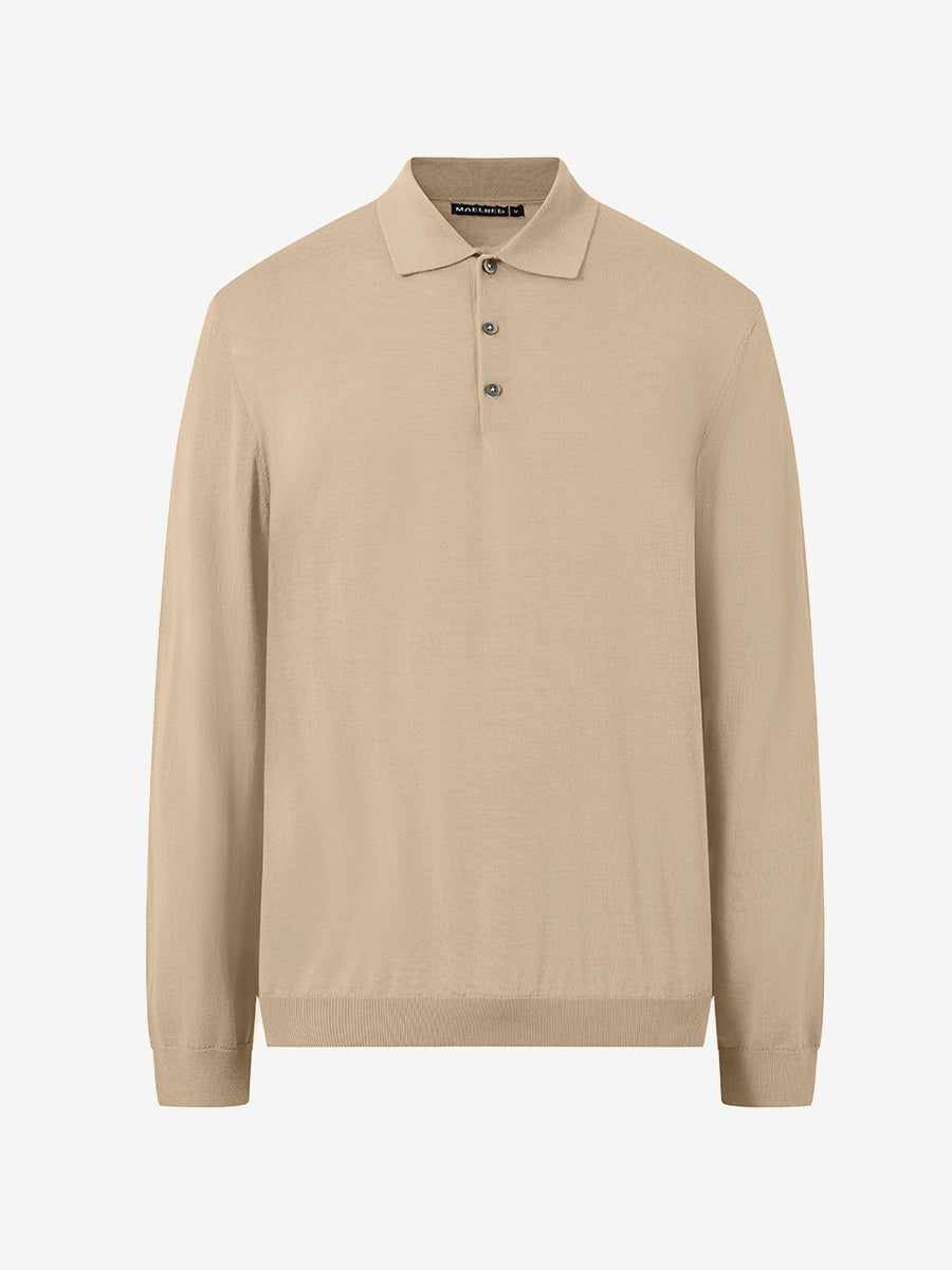 Men's Pure Merino Wool Knit Polo Jumper – view 23