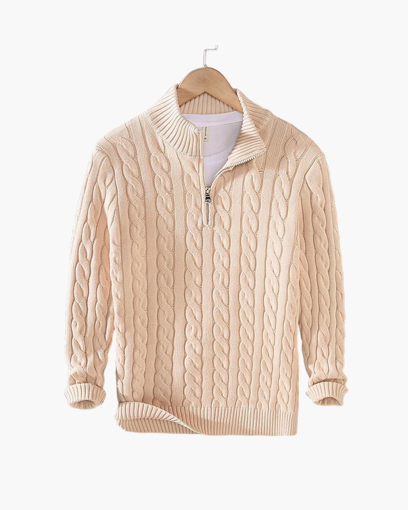 Men's Cotton Cable Knit Half-Zip Jumper – view 11
