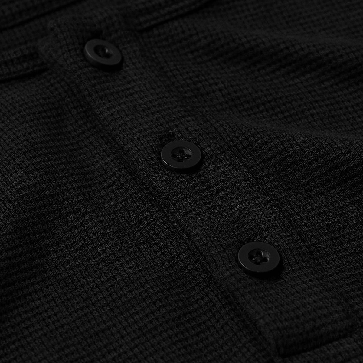 Men's Waffle Knit Long Sleeve Henley 3-Pack – Modal Blend, 3-Button Placket | Black – view 6