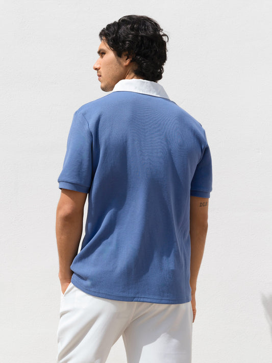 Ander Relaxed Polo Shirt - Blue by SATRI & CO. – product view 2