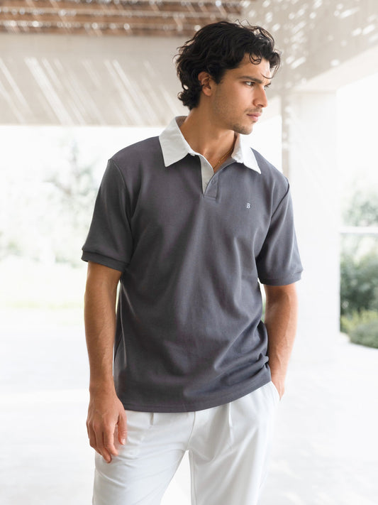 Ander Relaxed Polo Shirt - Grey by SATRI & CO. – product view 1
