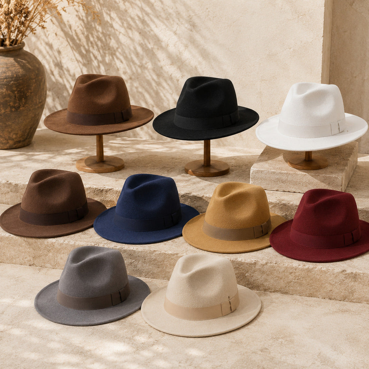 Men's Wool Blend Wide Brim Fedora Hat – view 3
