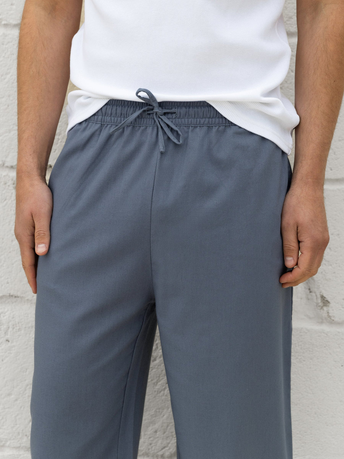 Freddie Relaxed Linen Trousers - Blue by SATRI & CO. – product view 4