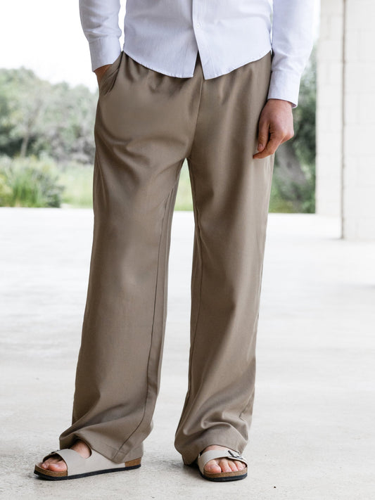 Freddie Relaxed Linen Trousers - Brown by SATRI & CO. – product view 1