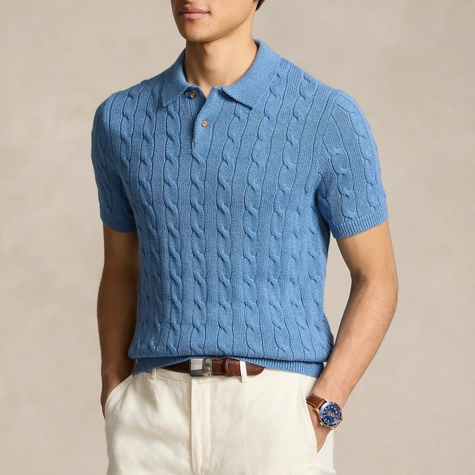 Florence Men's Cotton Cable Knit Polo – view 1