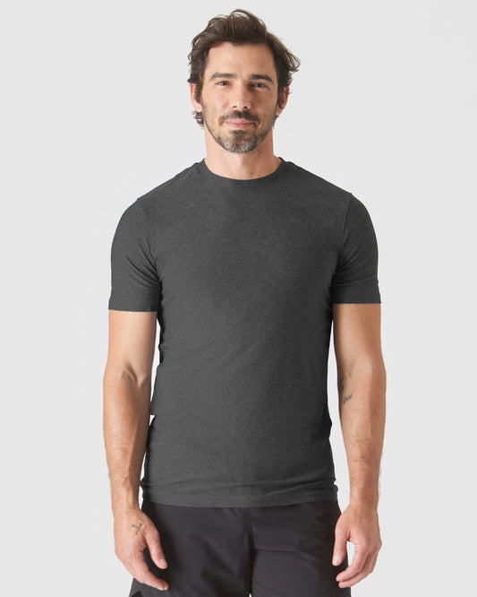 Men's Tall Active Crew T-Shirt 3-Pack – Short Sleeve, Longer Body, Quick-Dry | Charcoal, Navy & Light Grey