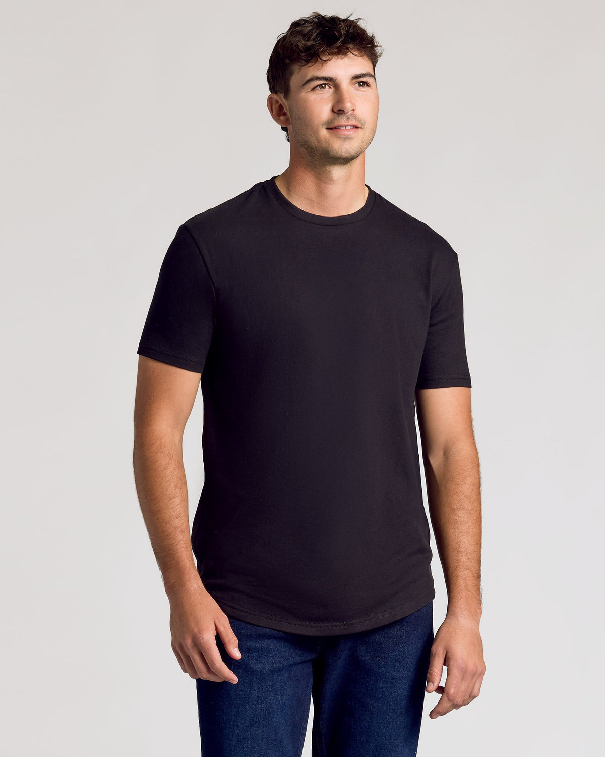 Men's Tall Curved Hem Crew T-Shirt 3-Pack in Black – view 2