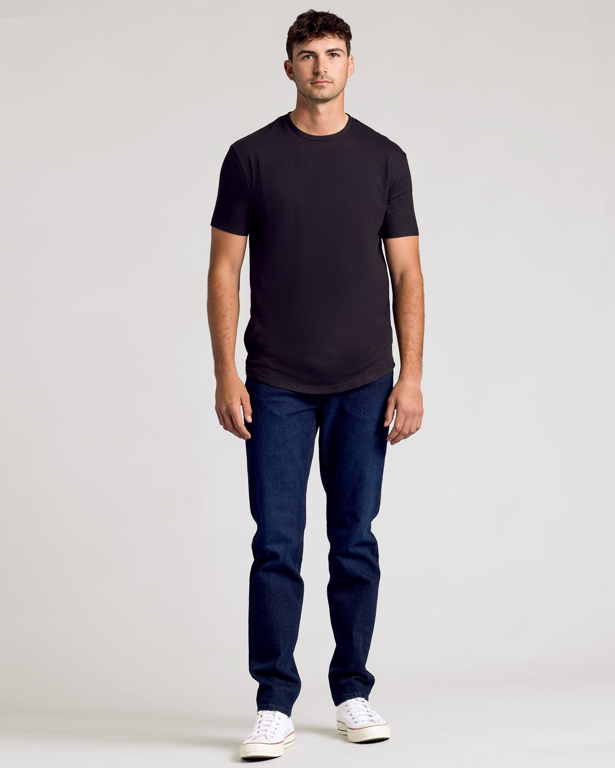 Men's Tall Curved Hem Crew T-Shirt 3-Pack in Black – view 3