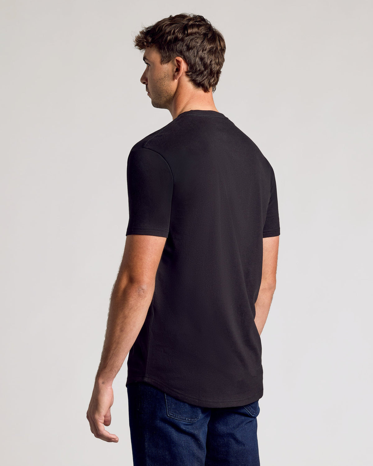 Men's Tall Curved Hem Crew T-Shirt 3-Pack in Black – view 4
