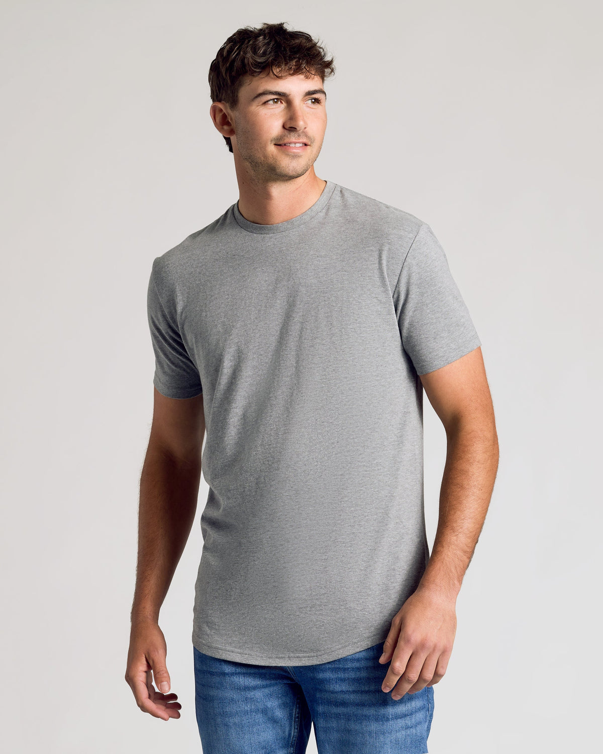 Men's Tall Curved Hem Crew T-Shirt 3-Pack – Short Sleeve, Extra Length | Navy, Military Green & Heather Grey – view 6