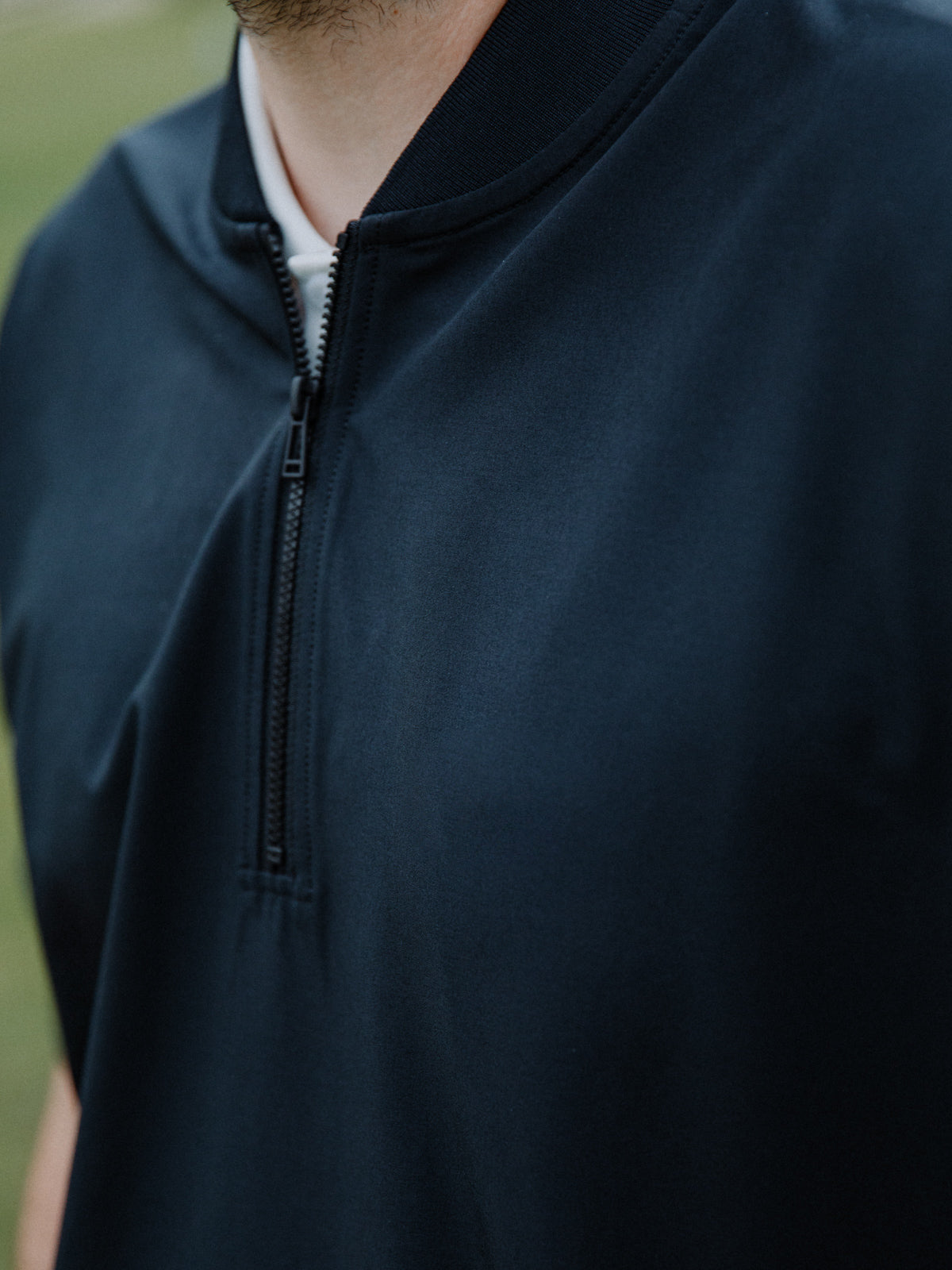 Men's Short Sleeve Golf Quarter Zip in Black – view 3