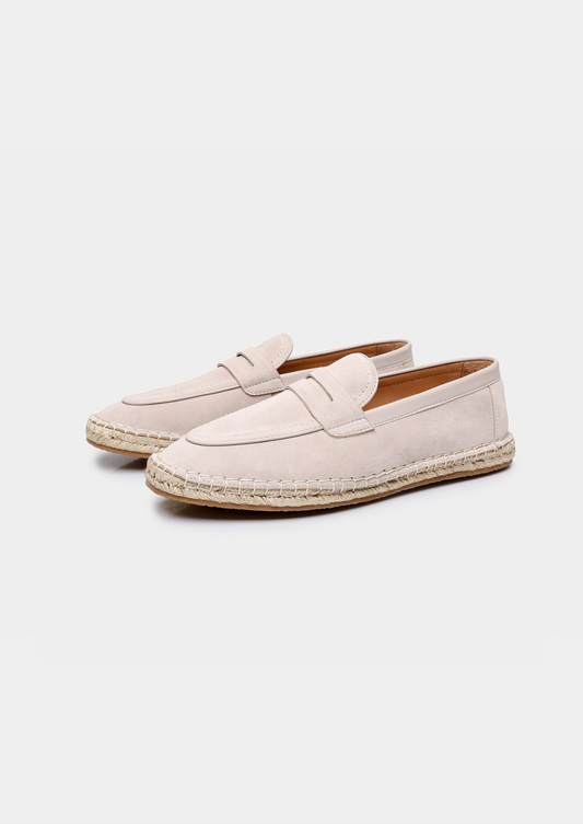 Men's Suede Penny Espadrilles in Off White – view 1