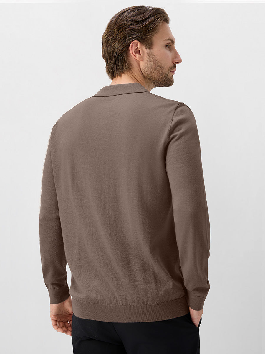 Men's Pure Merino Wool Knit Polo Jumper – view 30
