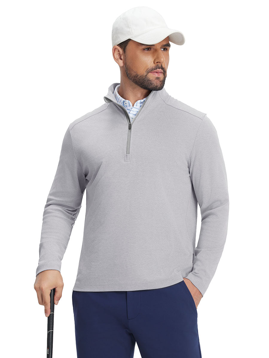 Men's Two-Tone Pique Cotton Blend Quarter Zip – view 29