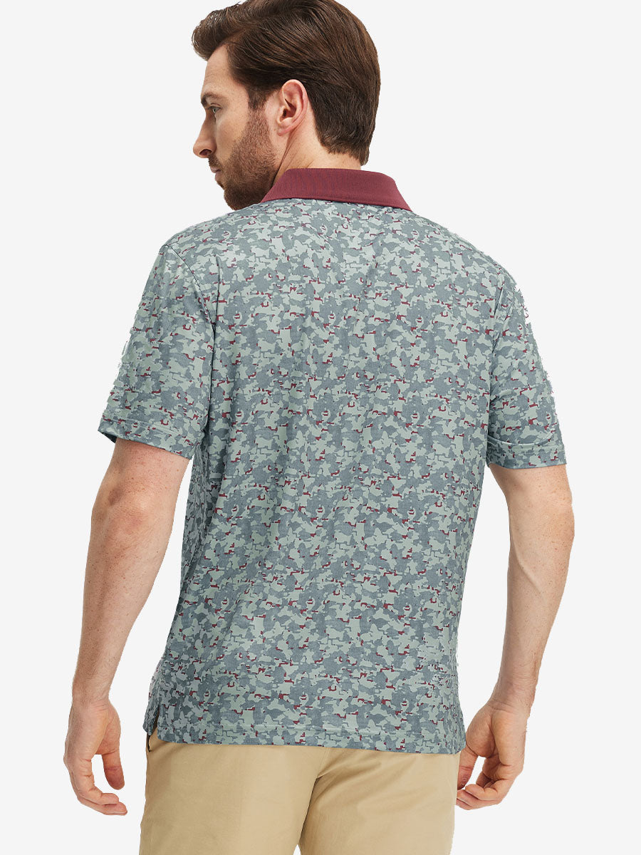 Men's Ribbed Collar Printed Golf Polo Shirt – view 37