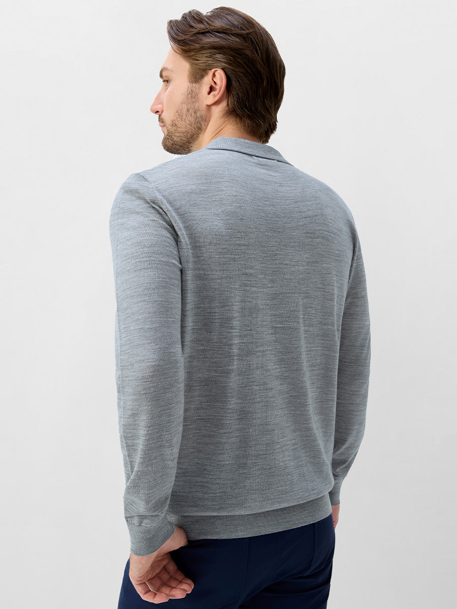 Men's Pure Merino Wool Knit Polo Jumper – view 13