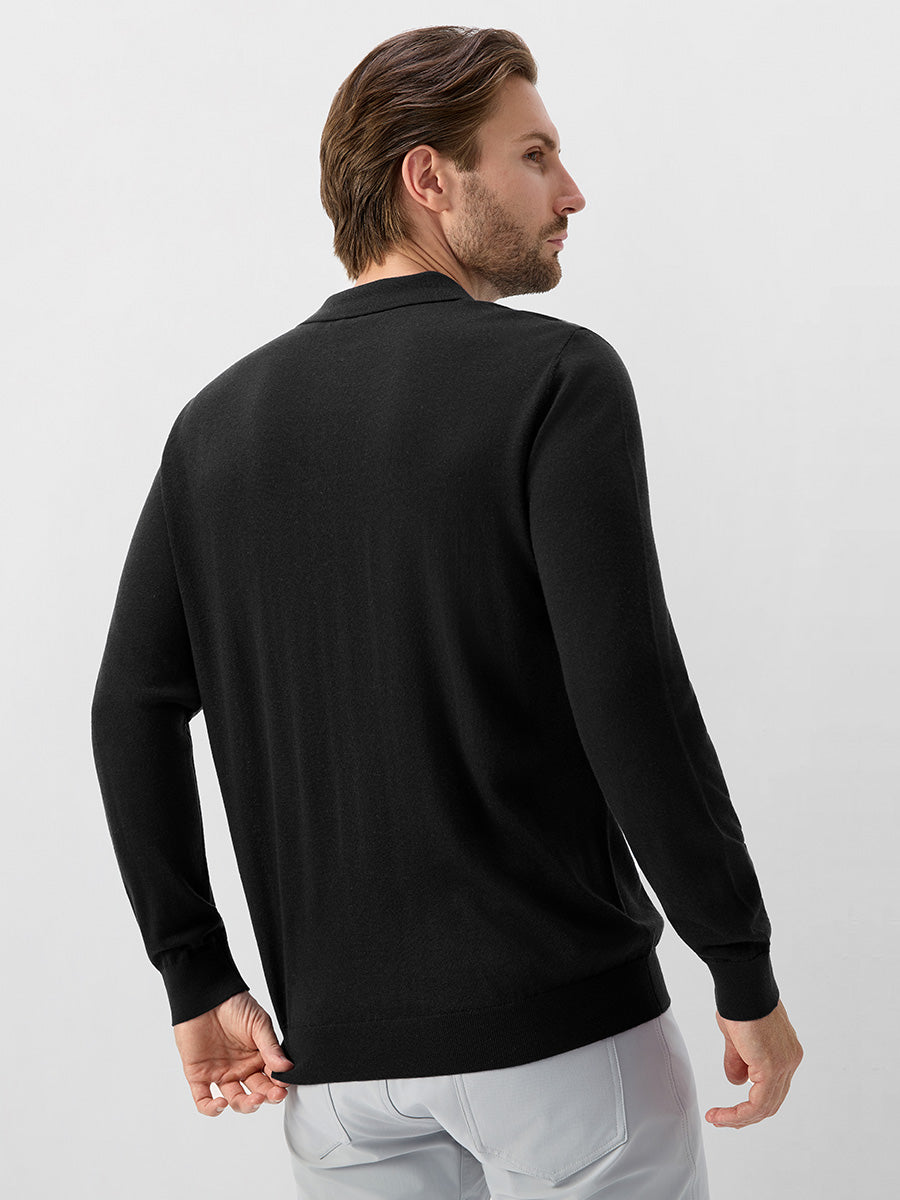 Men's Pure Merino Wool Knit Polo Jumper – view 5