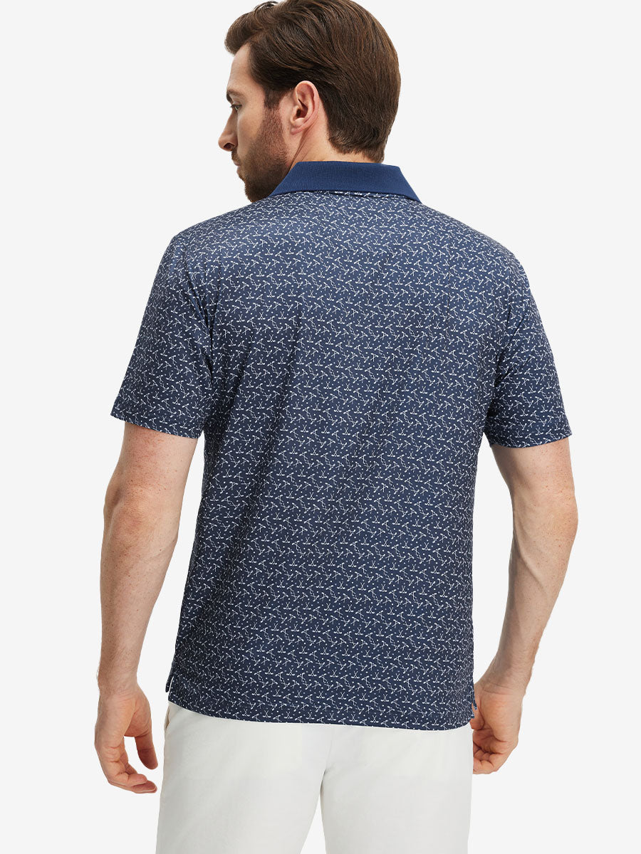 Men's Ribbed Collar Printed Golf Polo Shirt – view 5