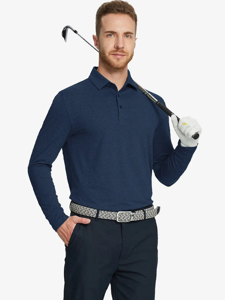 Men's Long Sleeve Melange Golf Polo Shirt – view 16