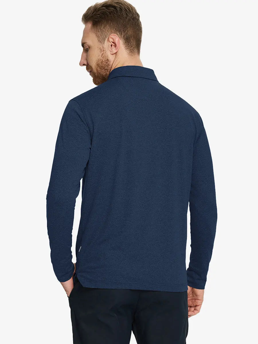 Men's Long Sleeve Melange Golf Polo Shirt – view 17