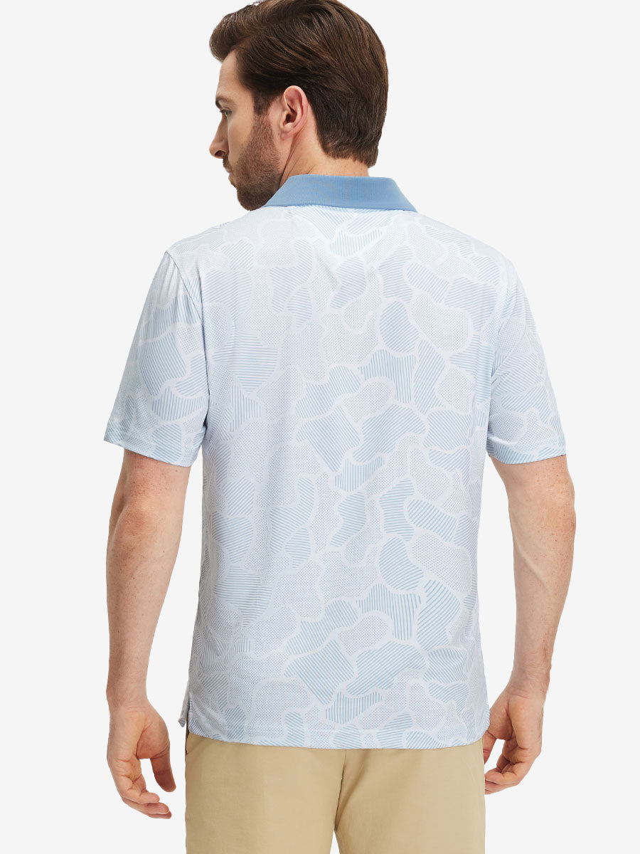Men's Ribbed Collar Printed Golf Polo Shirt – view 85