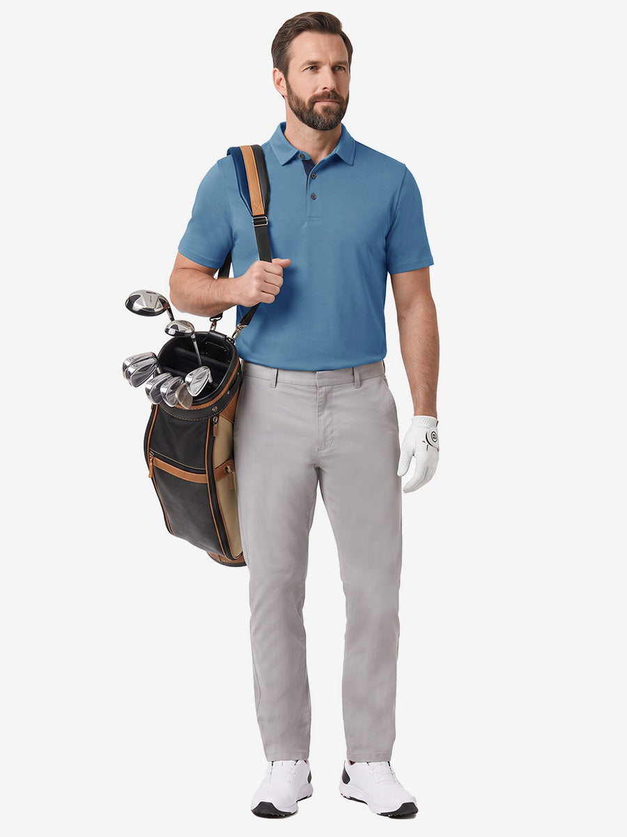 Roma Men's Slim Fit Knit Polo Shirt – view 45