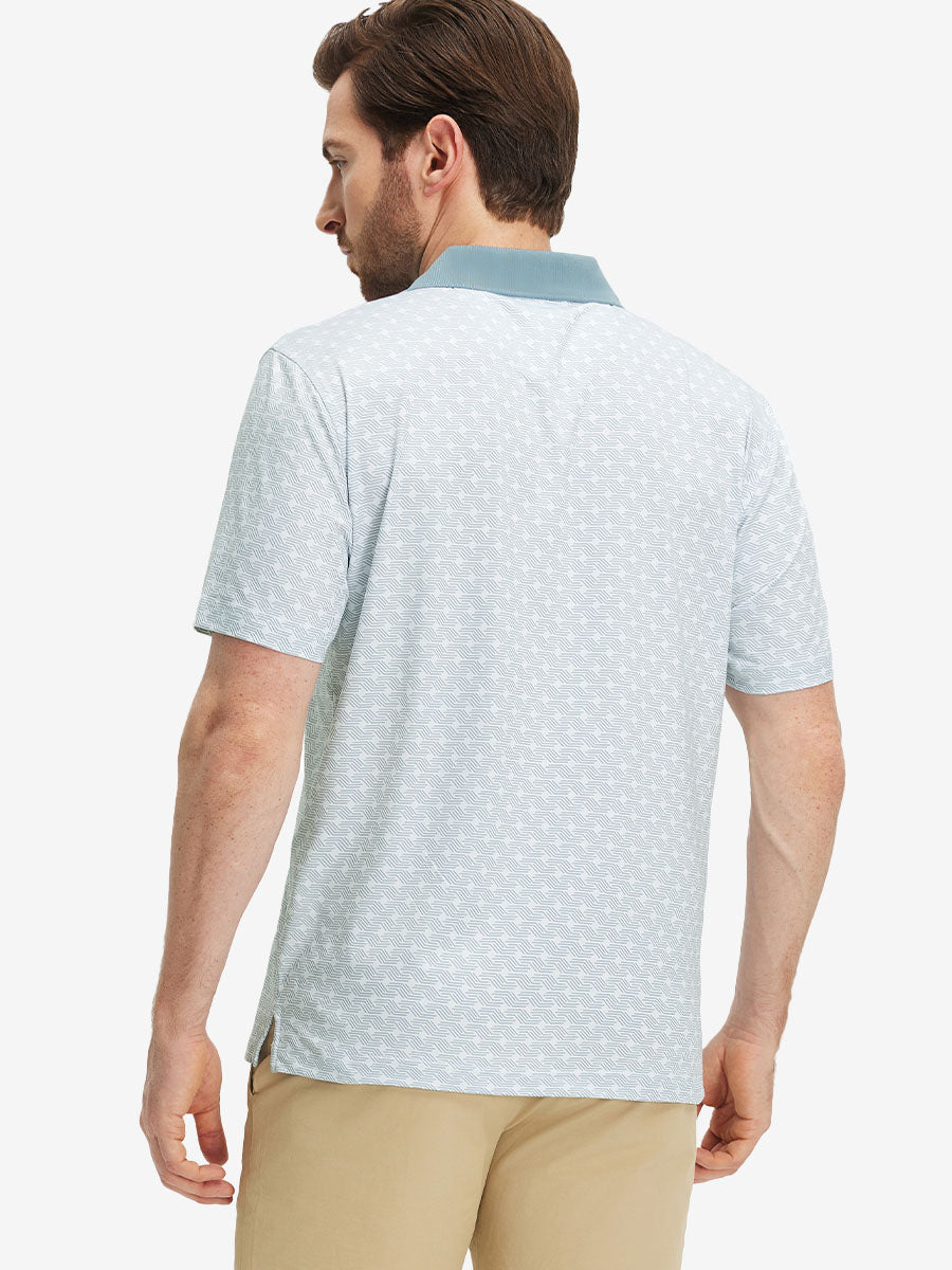 Men's Ribbed Collar Printed Golf Polo Shirt – view 77