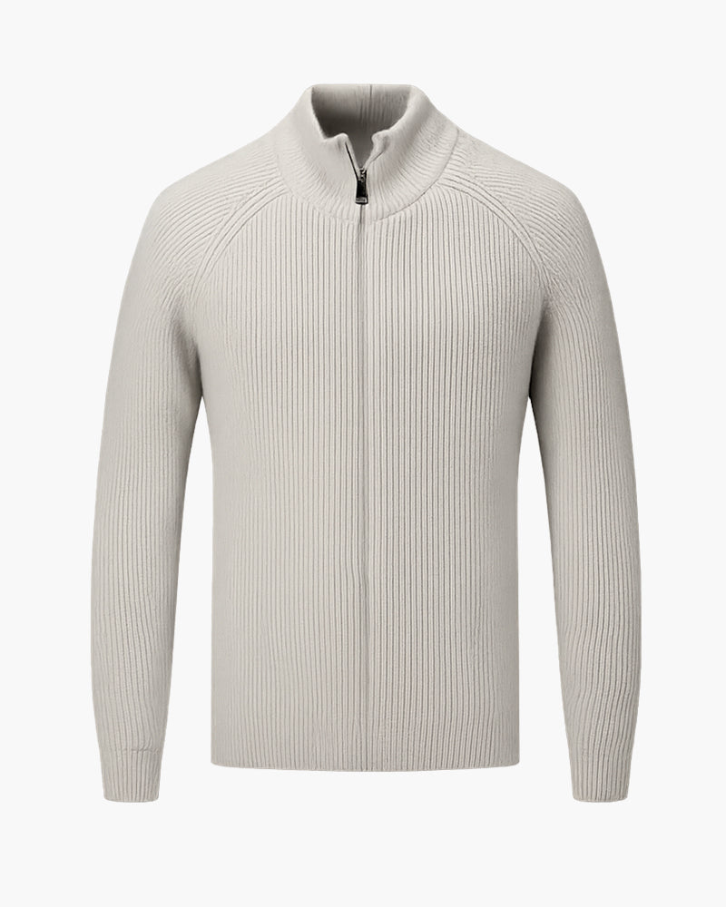 Amalfi Men's Wool Full-Zip Knitted Gilet – Ribbed Knit Texture, Refined Layering Piece