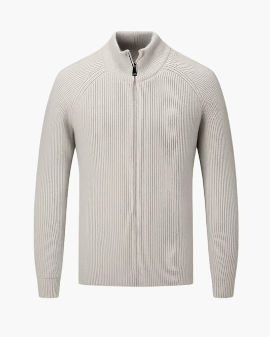 Amalfi Men's Wool Full-Zip Knitted Gilet – Ribbed Knit Texture, Refined Layering Piece