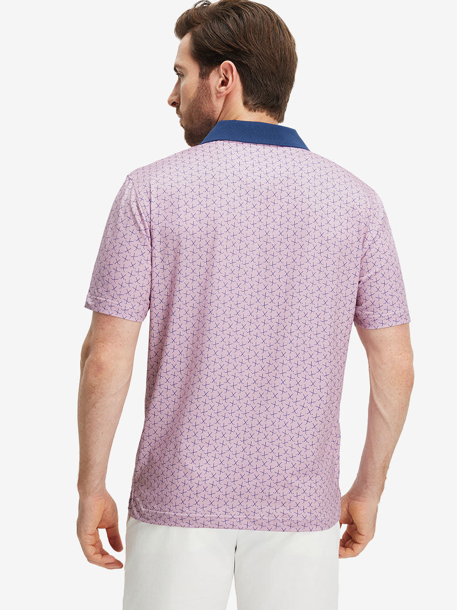 Men's Ribbed Collar Printed Golf Polo Shirt – view 69