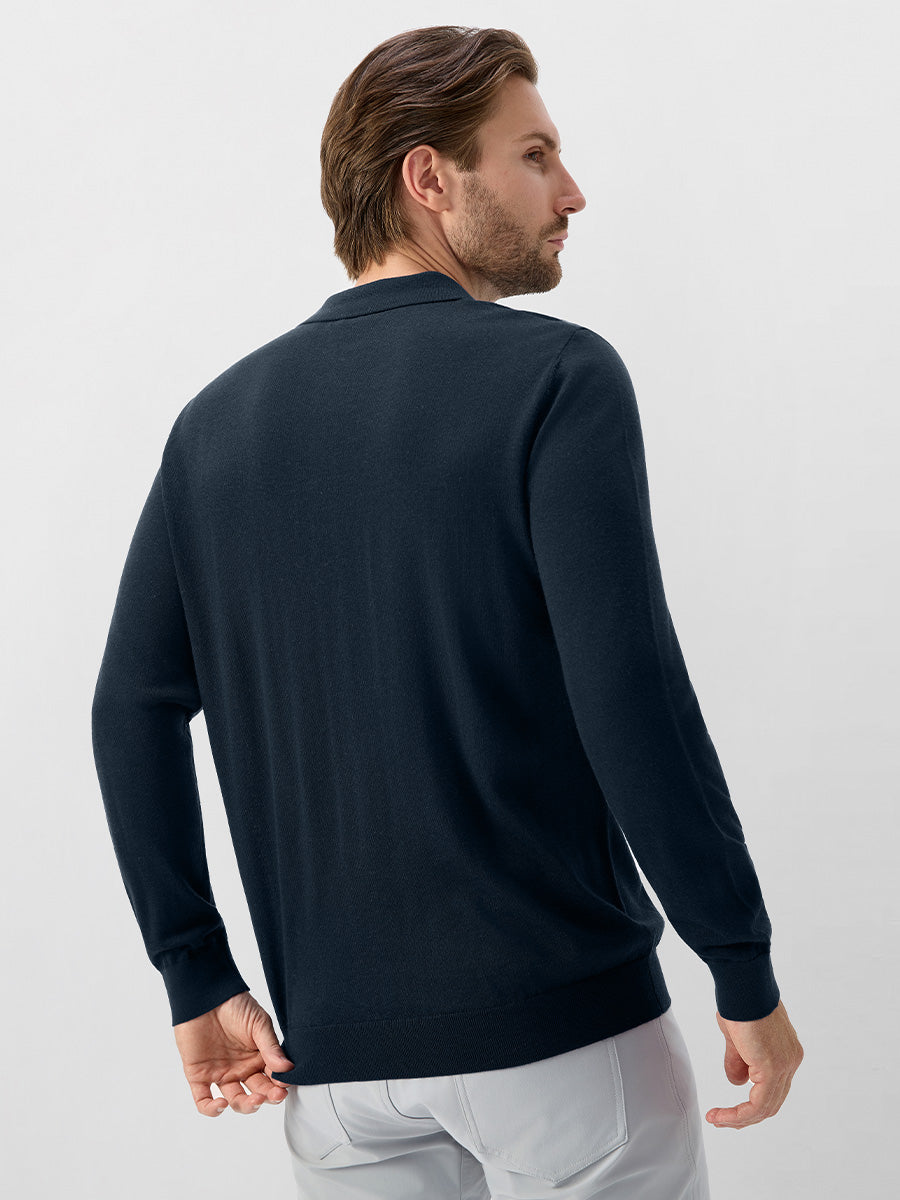 Men's Pure Merino Wool Knit Polo Jumper – view 39