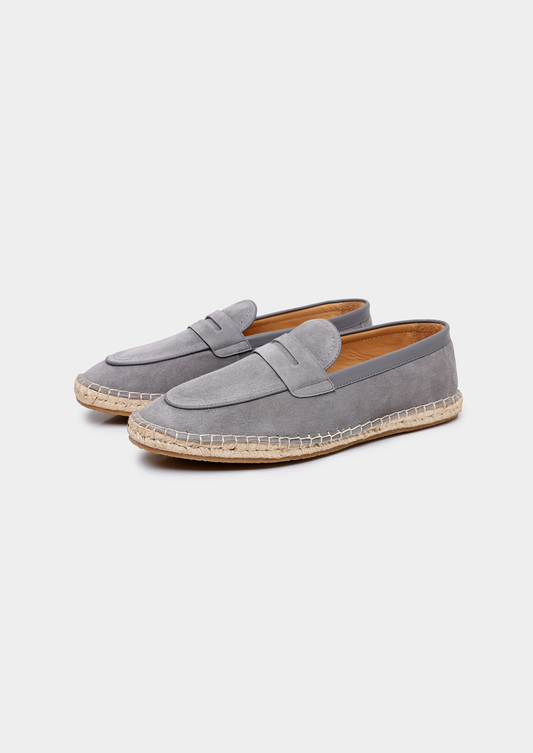 Men's Suede Penny Espadrilles in Light Grey – view 1