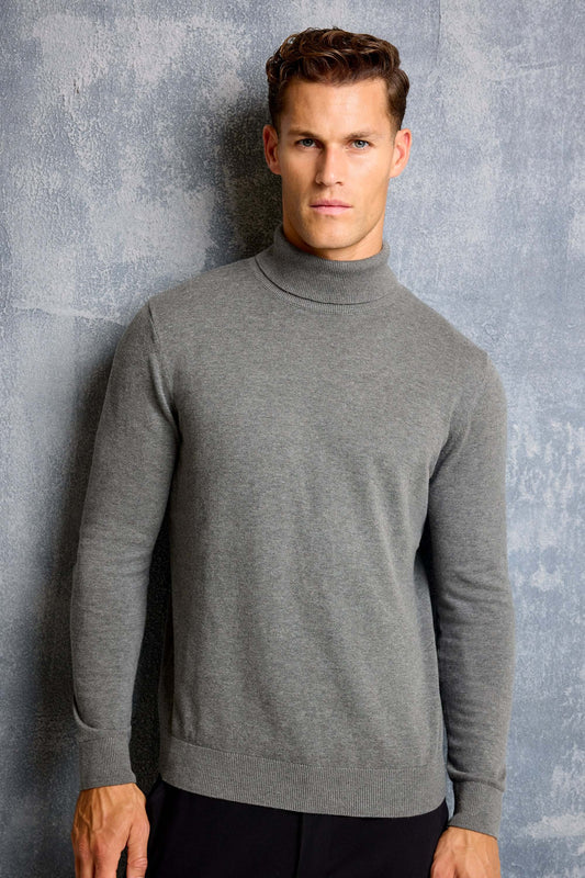Men's Soft Stretch Jersey Turtleneck Jumper – view 1