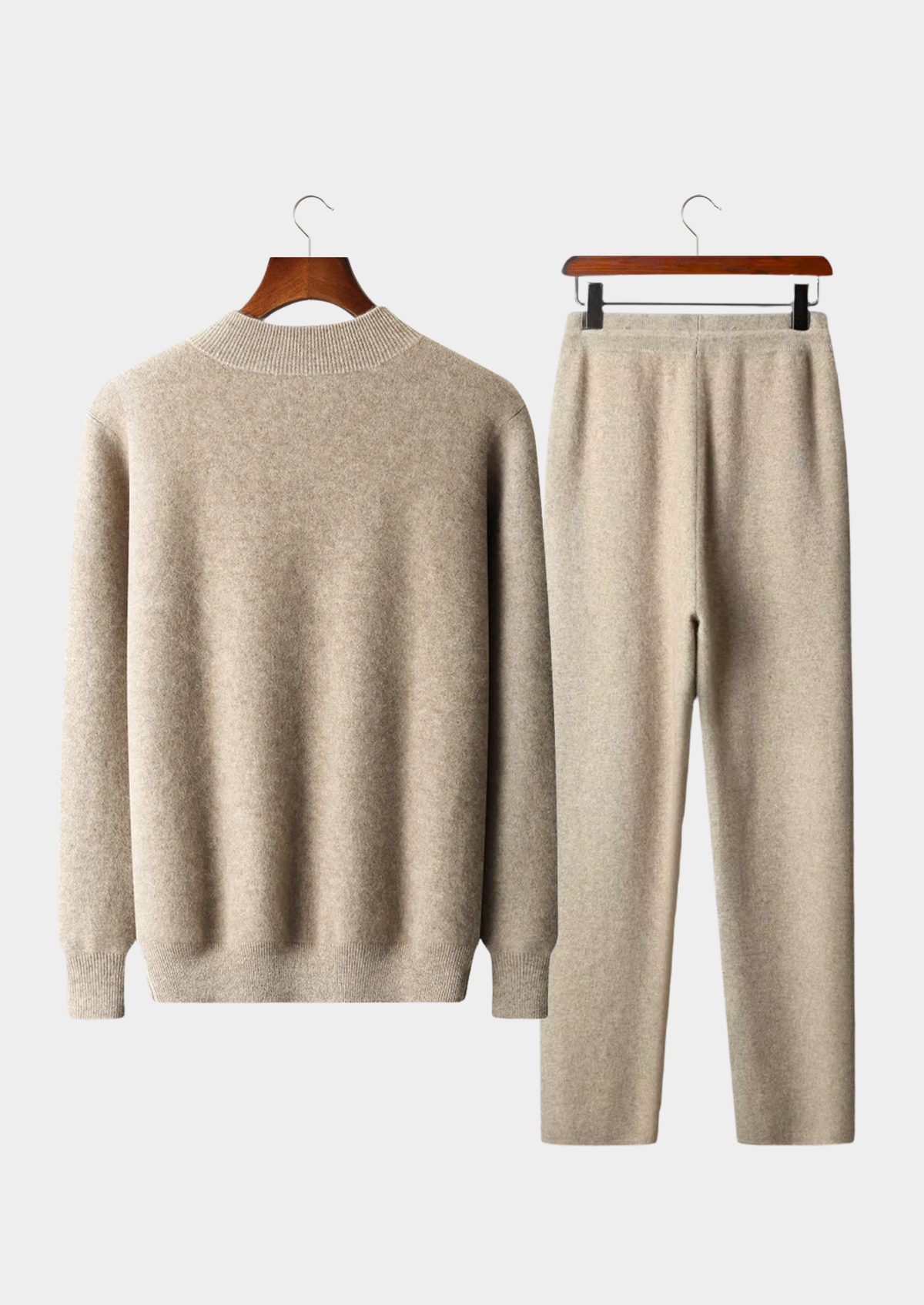 Men's Cashmere Zip Cardigan and Trousers Set in Beige – view 2