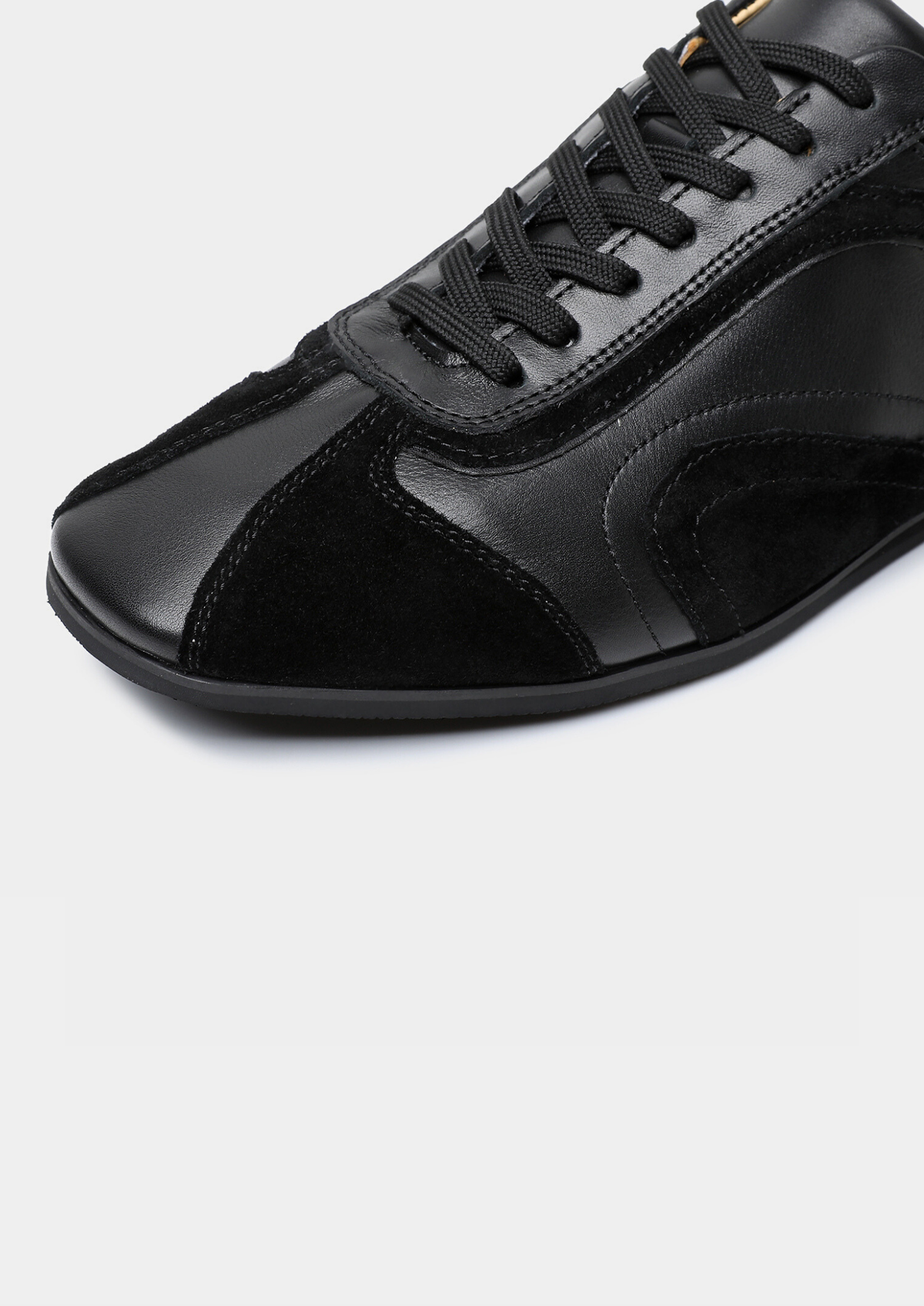 Black Retro Hybrid Suede Leather Runner by SATRI & CO. – product view 6