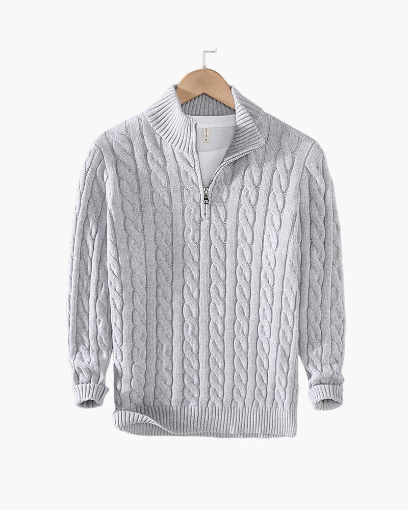 Men's Cotton Cable Knit Half-Zip Jumper – view 3