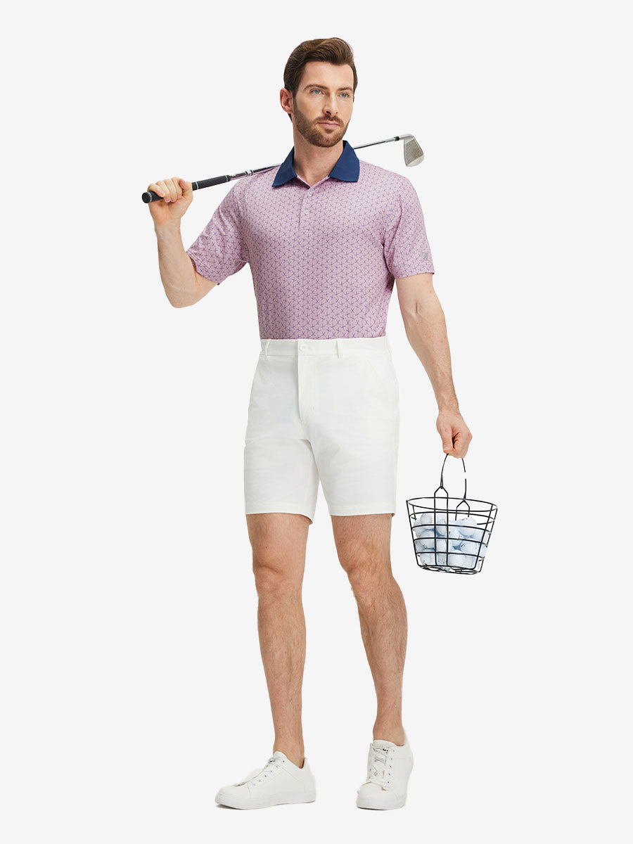 Men's Ribbed Collar Printed Golf Polo Shirt – view 70