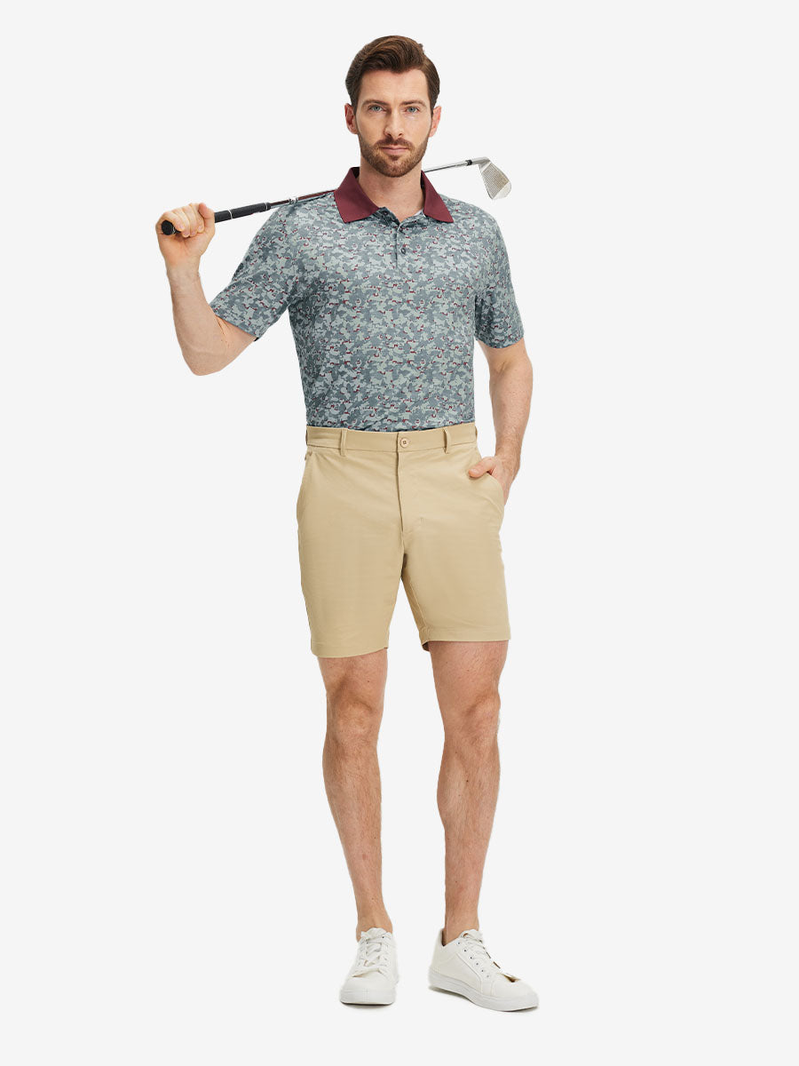 Men's Ribbed Collar Printed Golf Polo Shirt – view 38