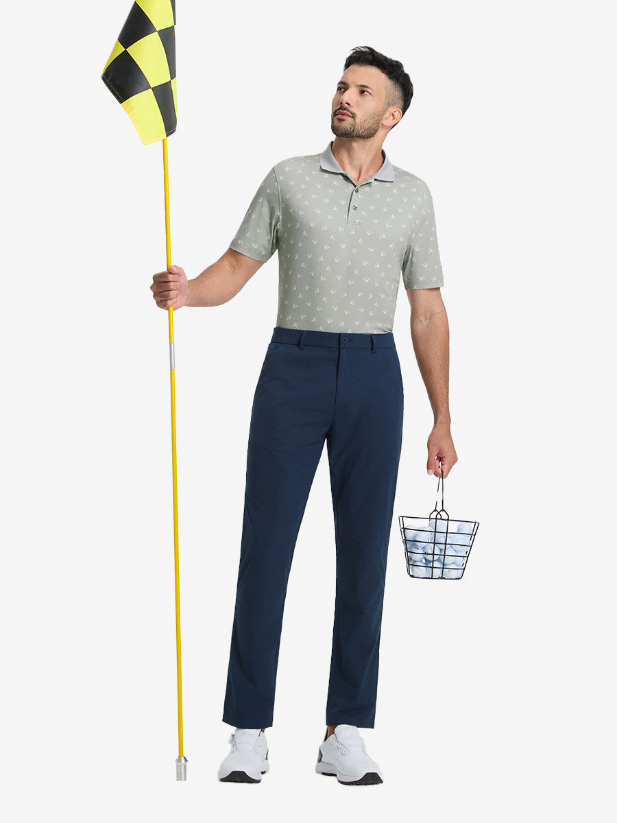 Men's Ribbed Collar Printed Golf Polo Shirt – view 30