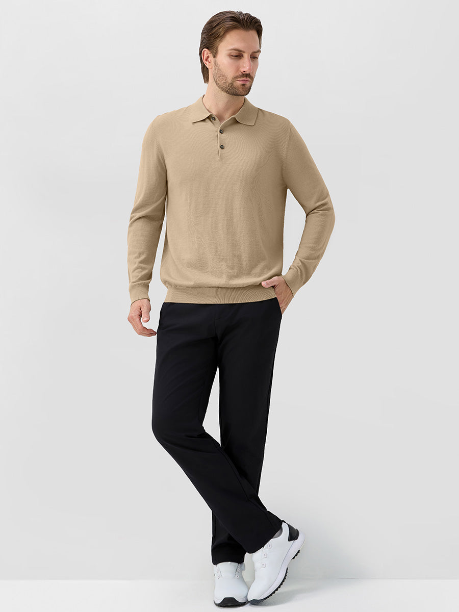 Men's Pure Merino Wool Knit Polo Jumper – view 22