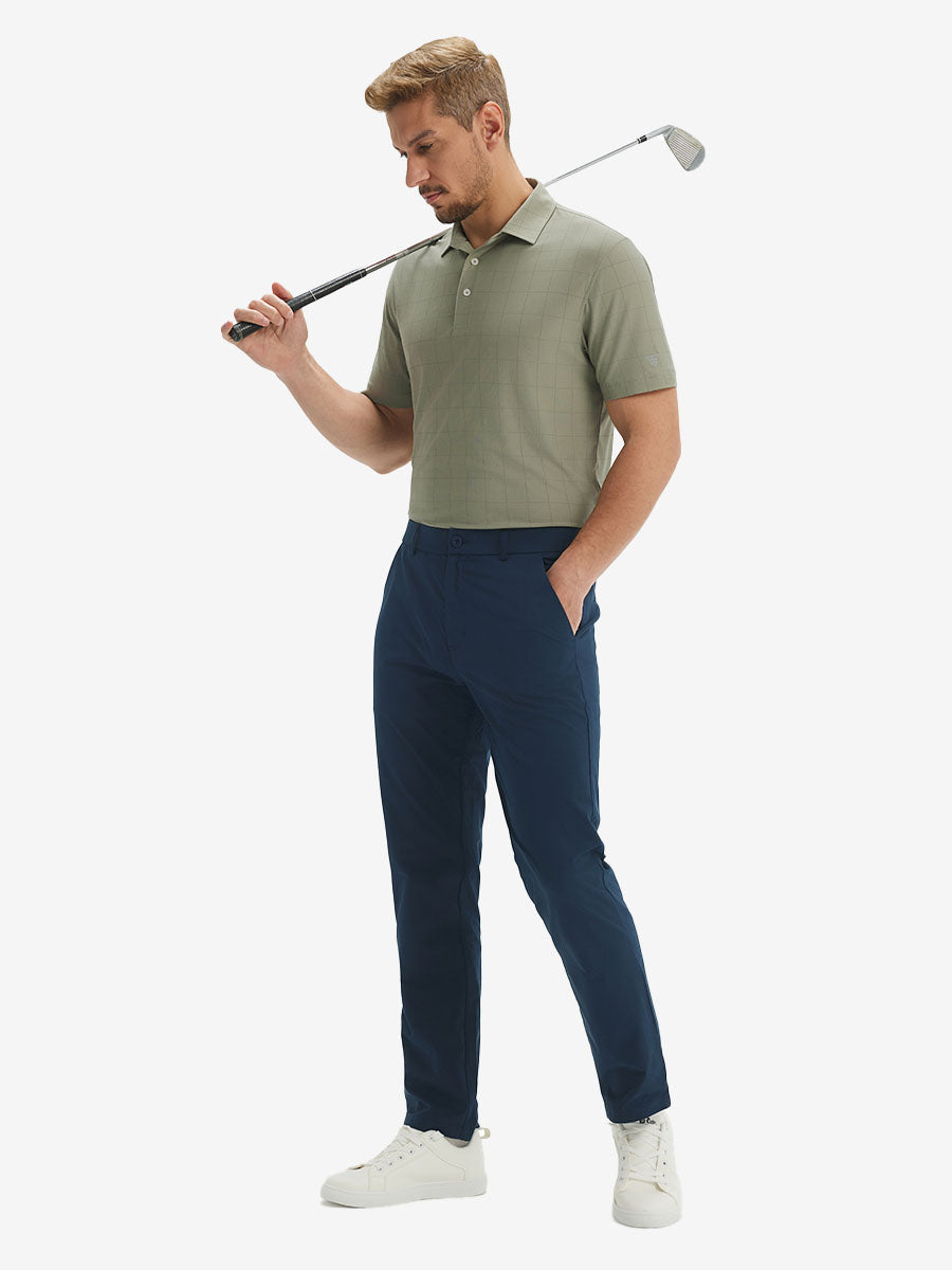 Men's Reflective Check Collar Golf Polo Shirt – view 30