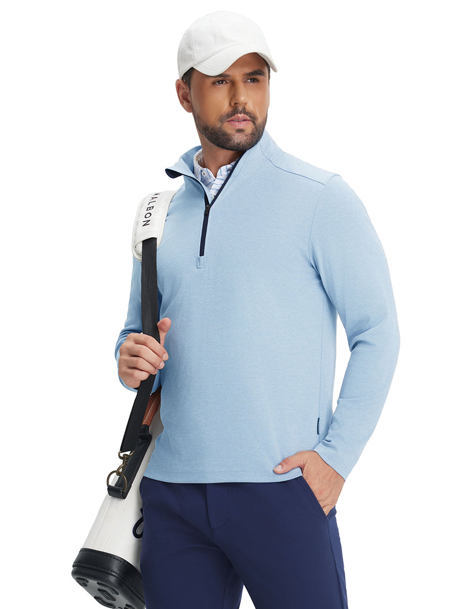 Men's Two-Tone Pique Cotton Blend Quarter Zip – view 36