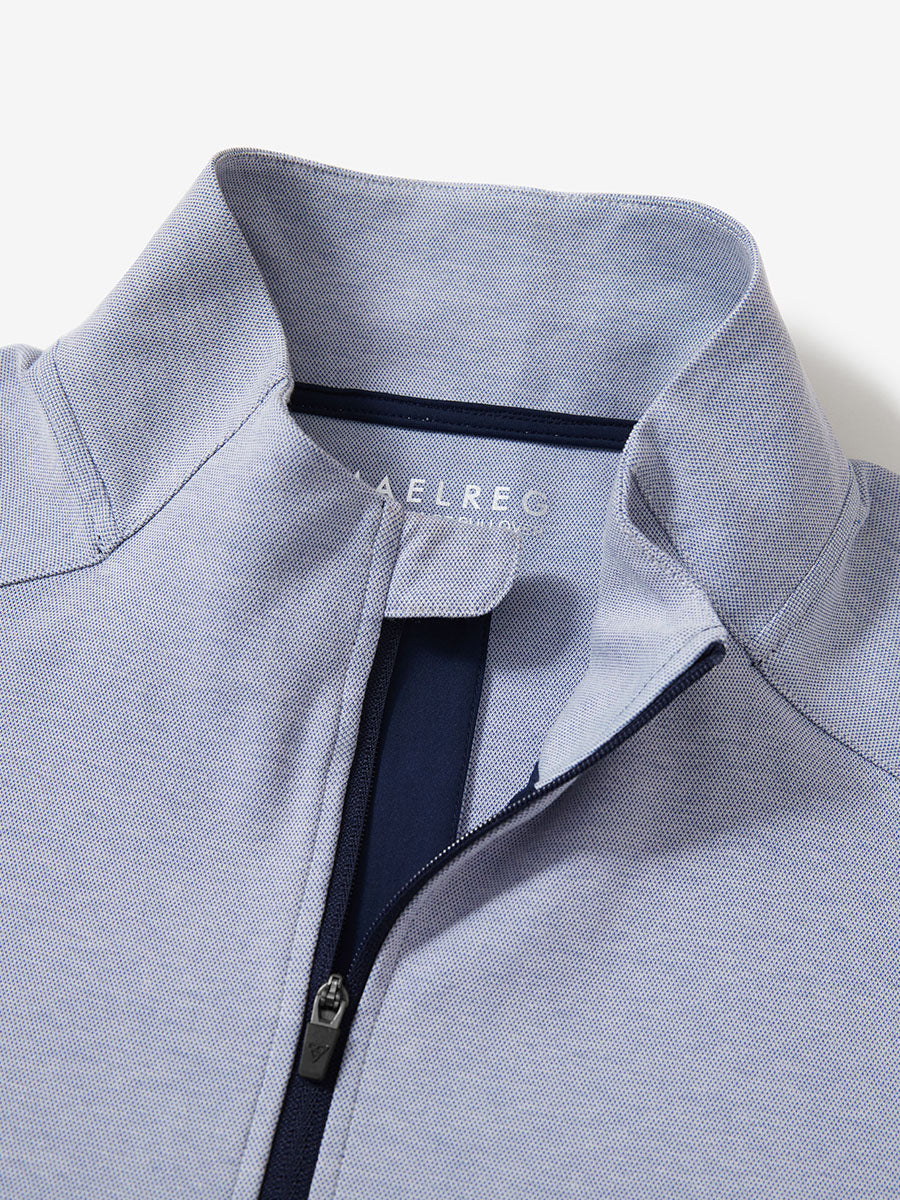 Men's Two-Tone Pique Cotton Blend Quarter Zip – view 9