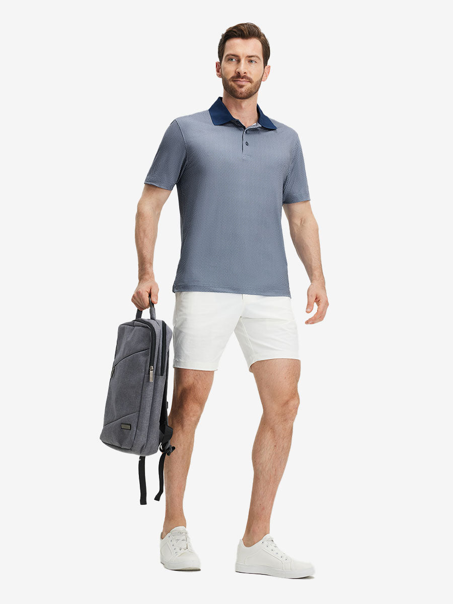 Men's Ribbed Collar Printed Golf Polo Shirt – view 46