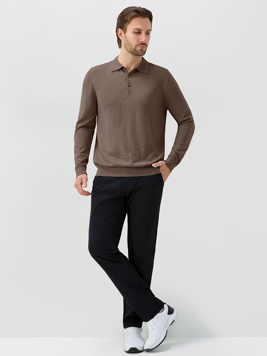 Men's Pure Merino Wool Knit Polo Jumper – view 31