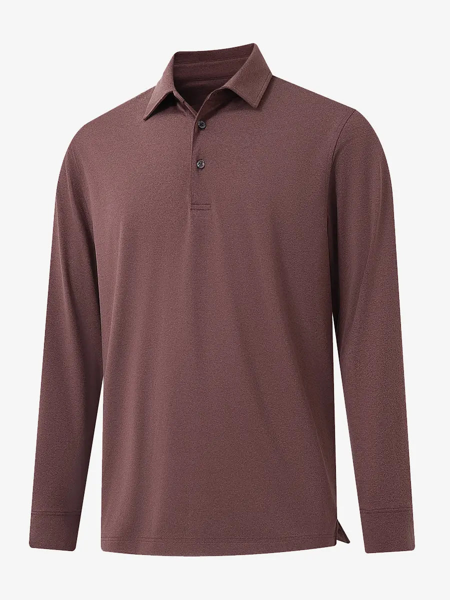 Men's Long Sleeve Melange Golf Polo Shirt – view 2